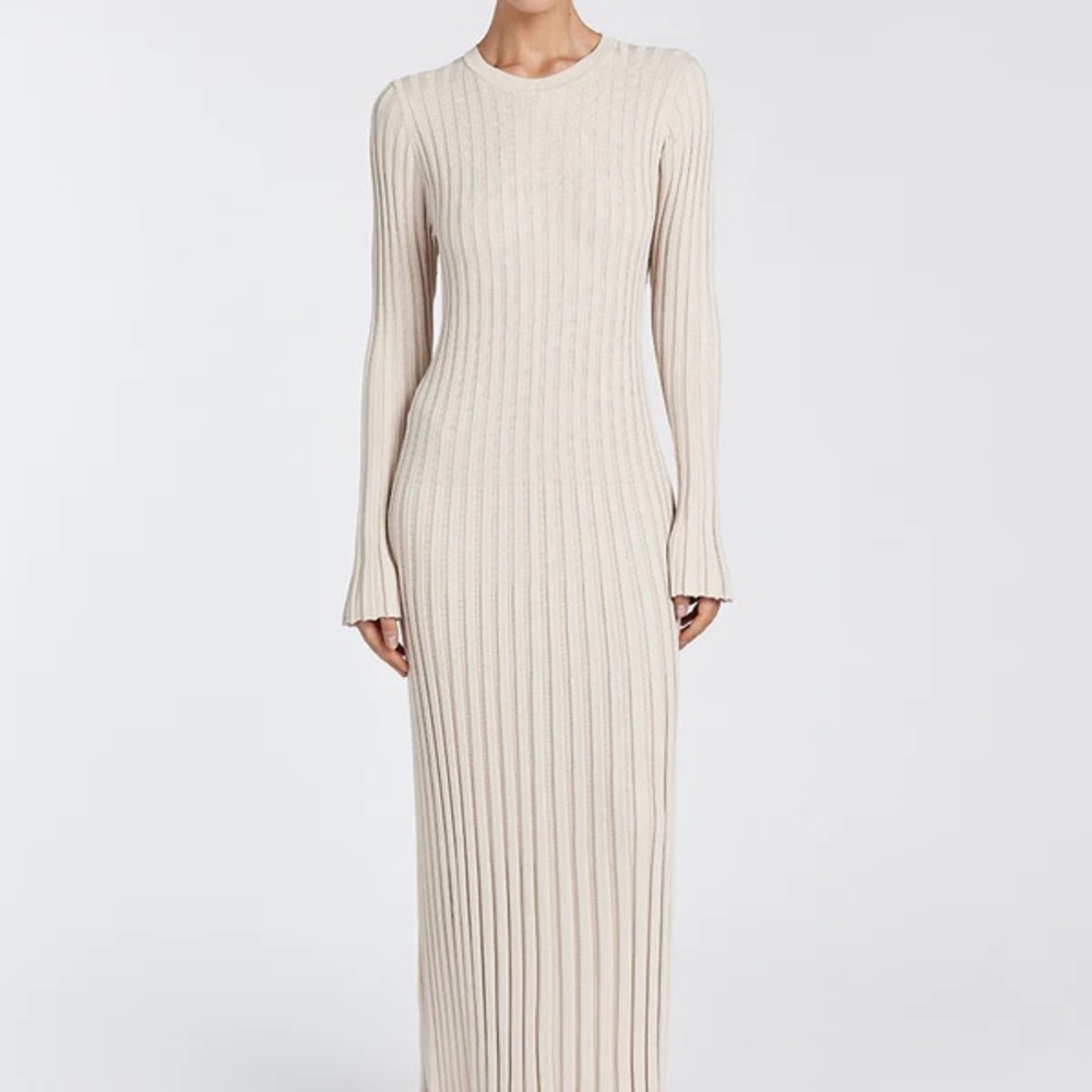 DISSH Cream Ribbed Maxi Dress